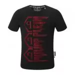 2019 chaude t-shirt philipp plein homme col rond coton 3q plein roug logo